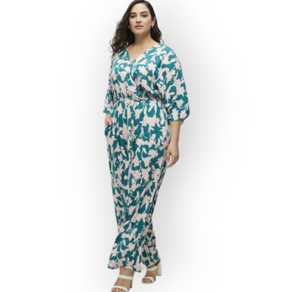 ✨ Eloquii Tropical Wide-Leg Jumpsuit – Size 22 🌴✨